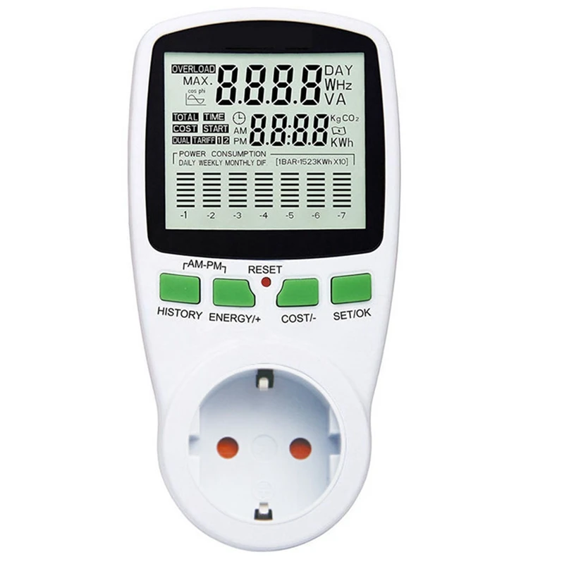 

AC Digital Energy Meter Wattmeter Wattage Electricity Kwh Power Meter EU Power Analyzer Monitor Socket EU Plug