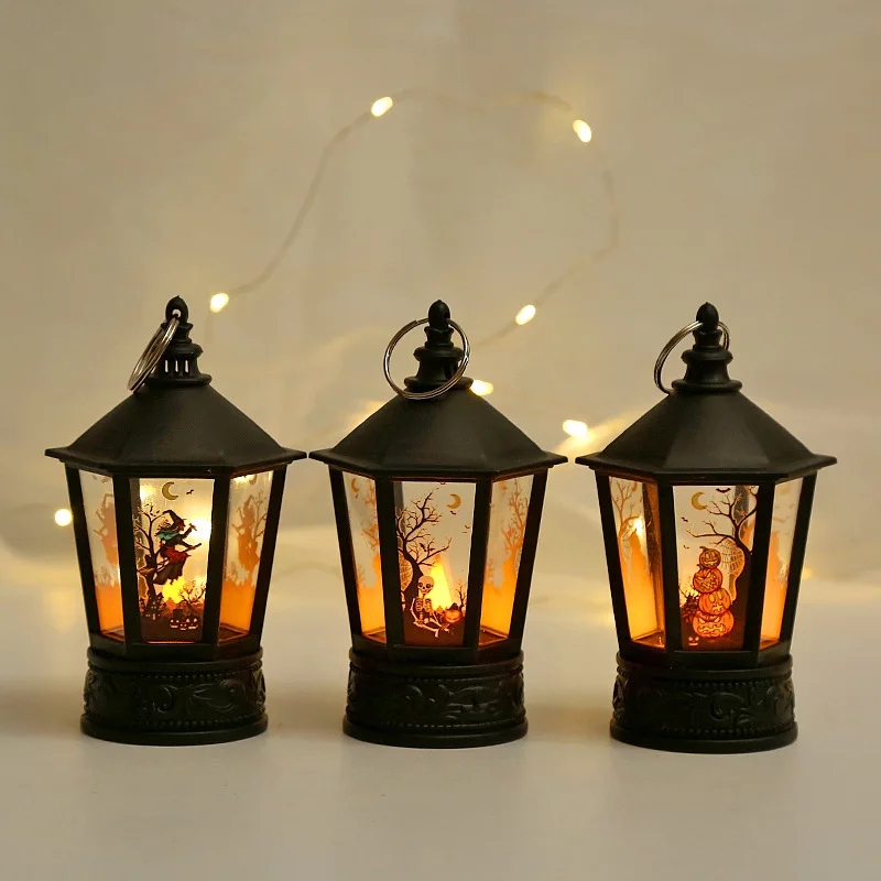 Halloween Decorations Led Candle Light Vintage Witch Castle Pumpkin Ghost Hanging LED Lantern Lamp Haloween Party Decor Supplies