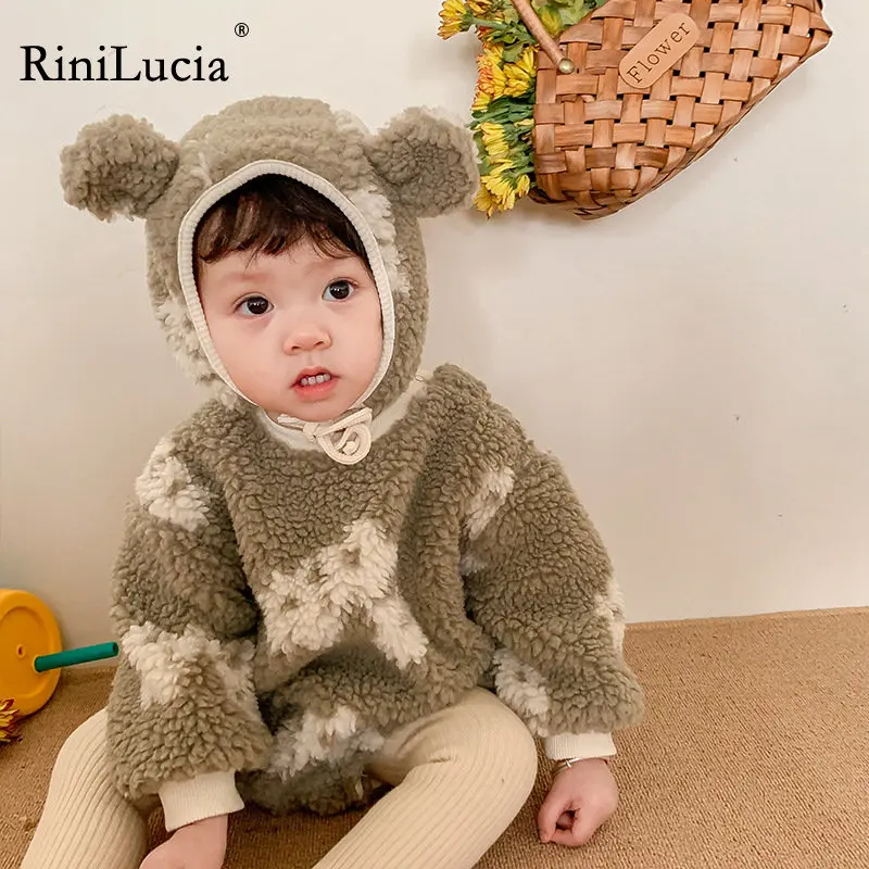 

RiniLucia Winter Baby Romper Newborn Baby Clothes Costume Infant Girls Romper Thick Warm Toddler Jumpsuit Cotton Overalls
