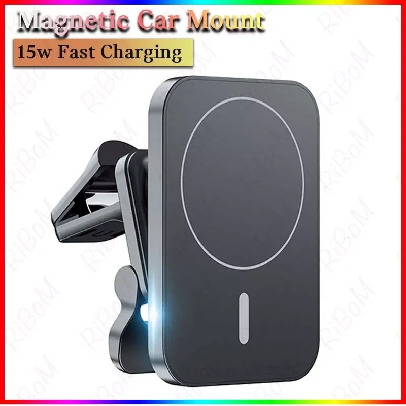 

NEW2023 NEW 15W Fast Qi Magnetic Wireless Charger Car Air Vent Phone Holder Mount Compatible With Magsafe Case For IPhone 12 13