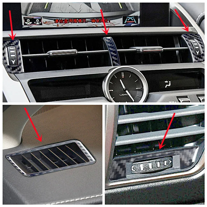 

Car Air Outlet Air Conditioner Vent Decorative Cover Trim Strip Carbon Fiber Stickers For Lexus NX200 Car Interior Accessories