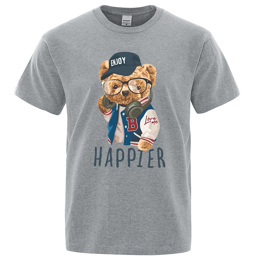 

Only Music Can Make Me Happier T-Shirt Men Fashion Cotton Tee Clothes Summer T-Shirts Hip Hop Oversized Casual Tops High Quality