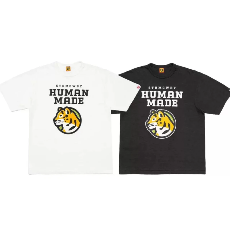 

2023 Cartoon Tiger Print HUMAN MADE T Shirt Men Women Best Quality Dryalls Logo Tops Tee Harajuku Graphic T Shirts Anime Clothes