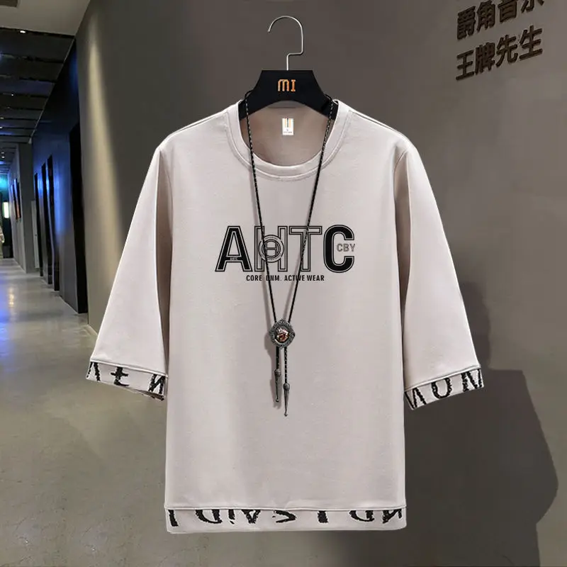 2023 New Men's Suit Short Sleeve T-shirt Men's Korean Fashion Loose Summer Wear Ins Fashion Brand Casual Top Men's Clothing