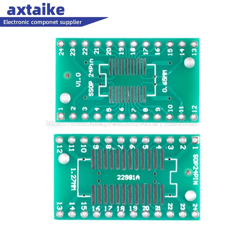 

10PCS TSSOP24 SSOP24 SOP-24 SOP24 to DIP24 PCB Transfer Board DIP Pin Board Pitch IC Adapter plate Conversion board 0.65/1.27mm