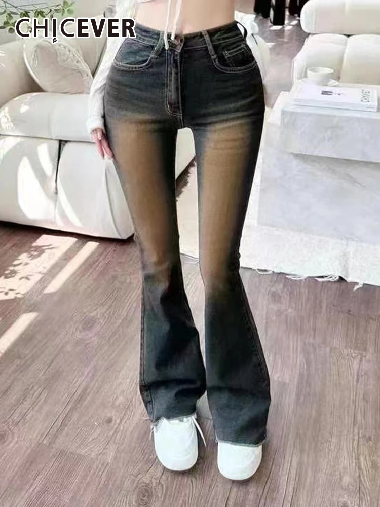 

Женские винтажные джинсовые брюки-клеш, с высокой талией