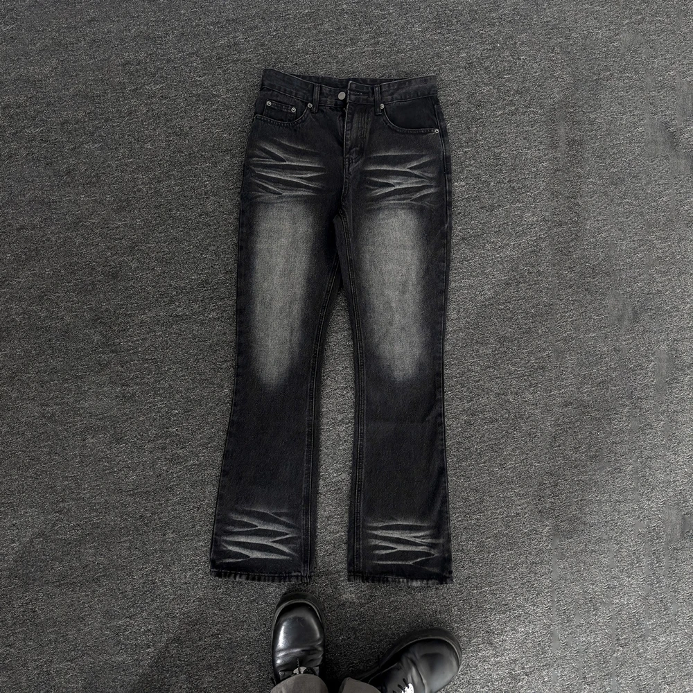 Джинсы мужские с прямыми штанинами винтажные свободные брюки уличная одежда