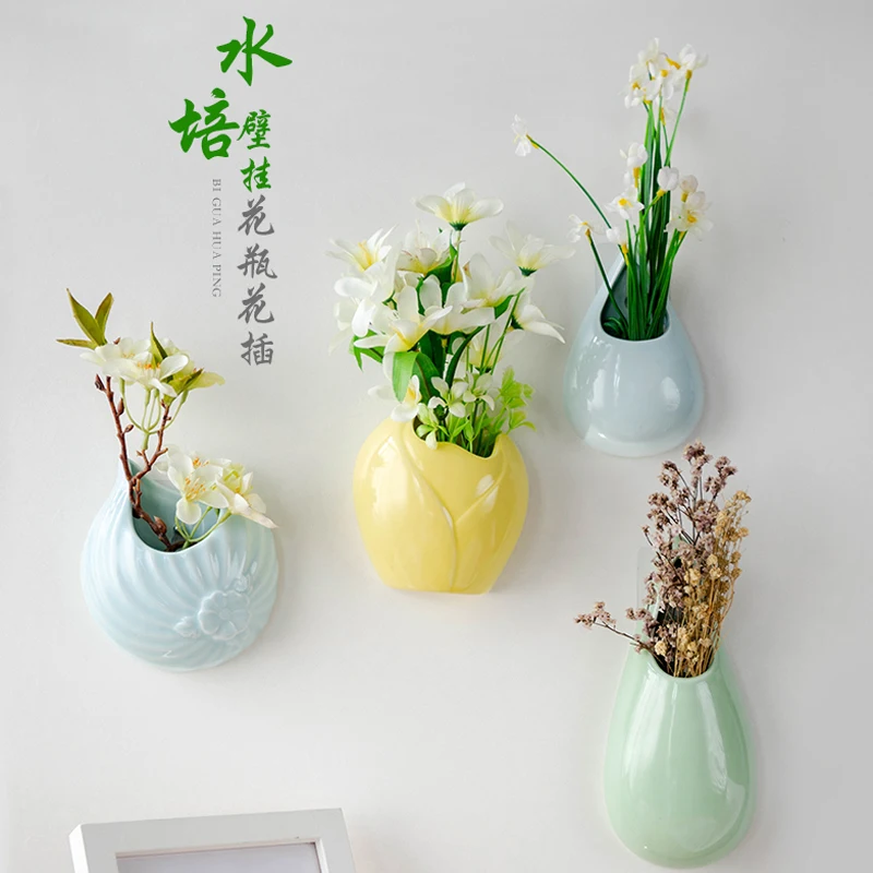 

Wall-mounted Hydroponic Vase Creative European Hanging Hanging Flower Ornaments Flower Pots Ceramic Flower Pots Flower Vase