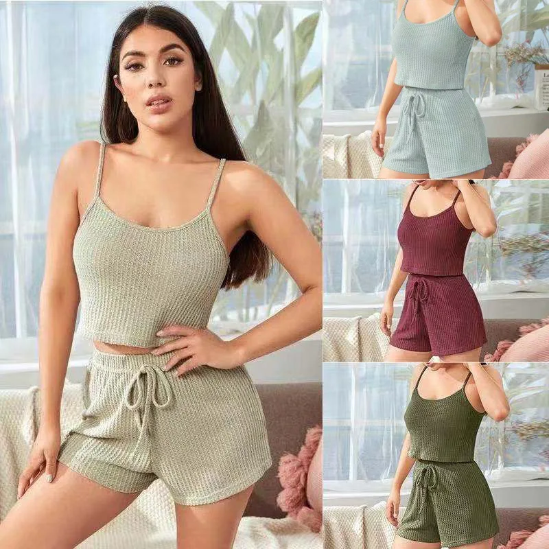 

Новинка, Летняя женская одежда, одежда для отдыха, пижама, жилет, топ, комплект из двух предметов, шорты, одежда для женщин