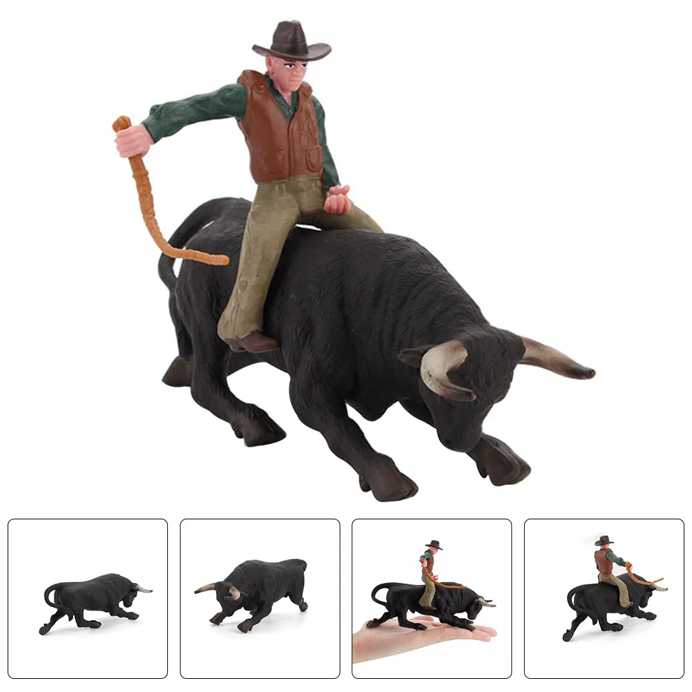 

Western Cowboy Bull Bullfight Adornment Desktop Craft Cake Decorations Imitation Toy Static Model Table Exquisite Figurine