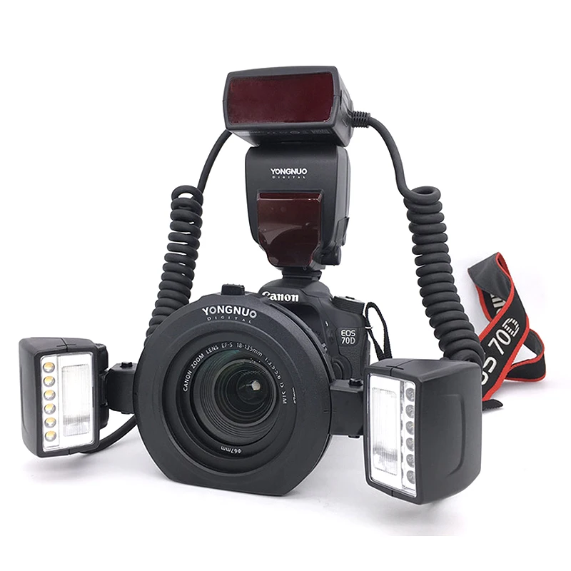 

Yongnuo YN24EX E TTL Twin Lite Макро Вспышка Speedlite для камер Canon с двойной 2 шт. головки вспышки + 4 шт. адаптерных кольца