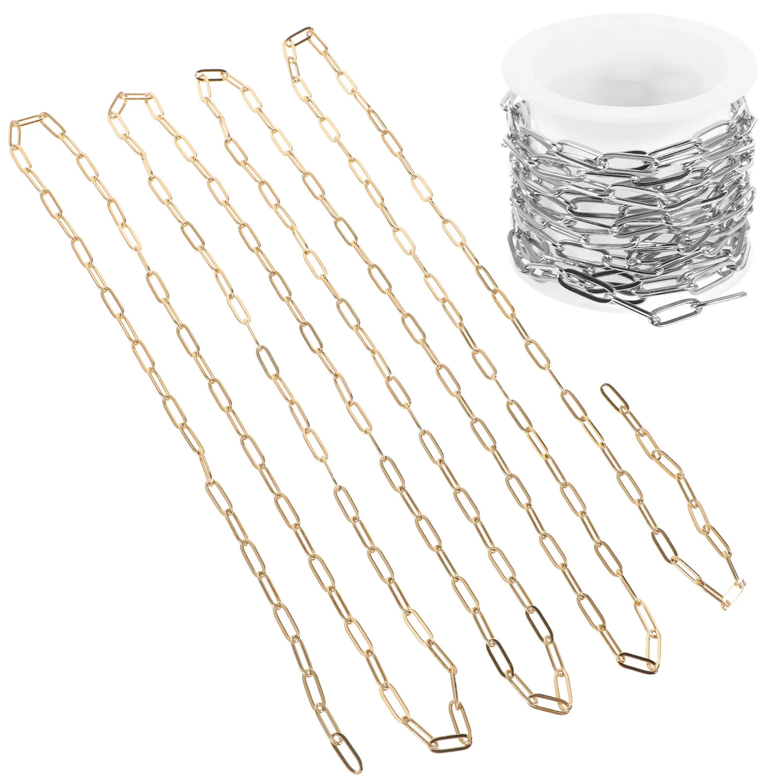 2 Pcs Snake Chain Rope Bracelets Paper Clip Jewelry Making Necklaces Gold Paperclip Stainless Steel Women
