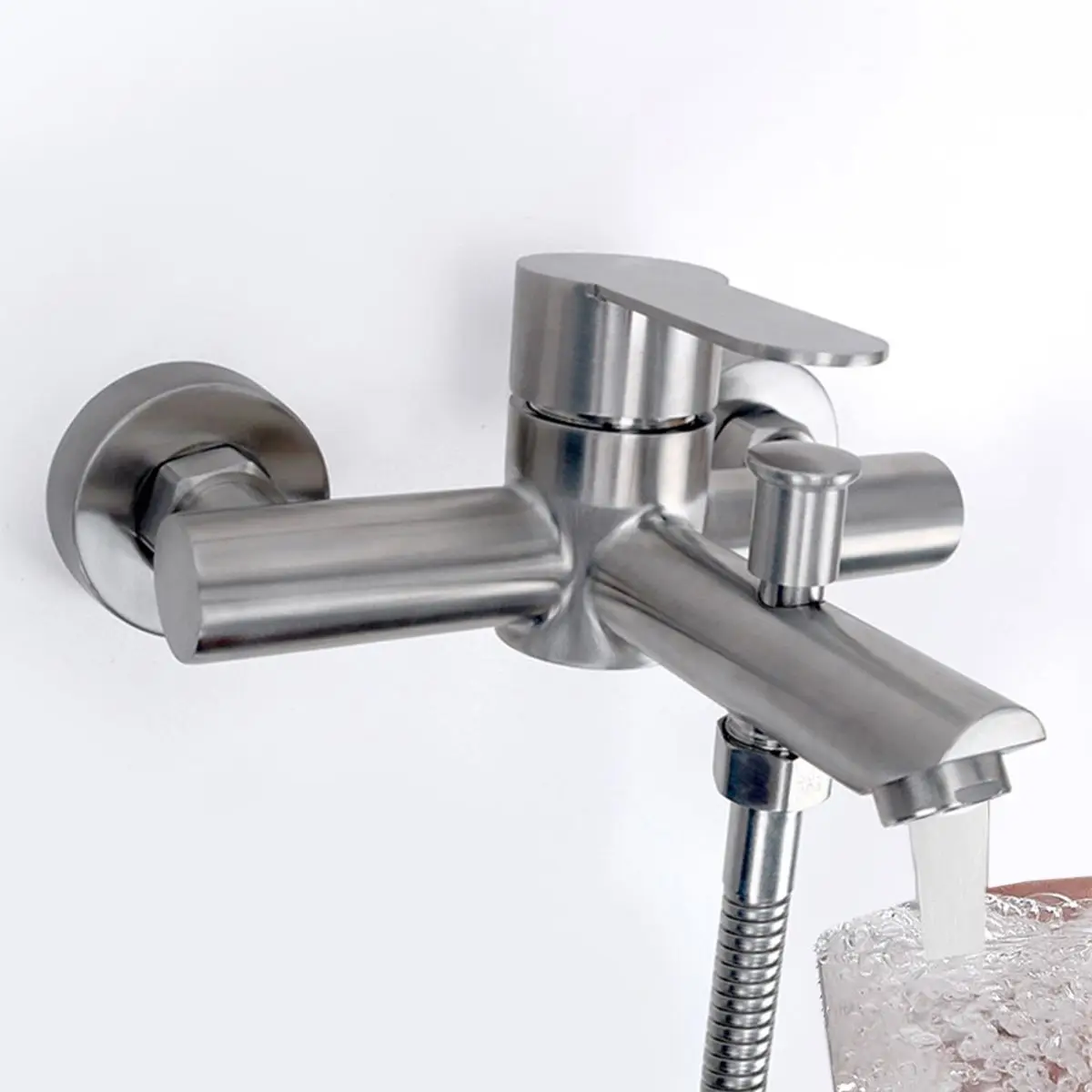 

Water Mixer Cold Hot Wall Mount 304 Stainless Steel Triple Valve Nozzle Tap Bathtub Faucet Shower Faucet Bathroom Accessories
