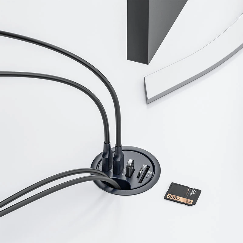 

HUB 3.0 Mount In Desktop Docking Station With Multi USB 3.0 SD/TF Card Reader Headphone Support Volume Control USB Splitter
