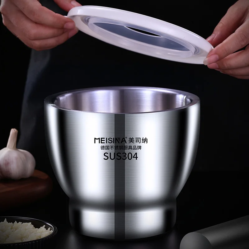 

Stainless Steel Wheat Mill Spice Gadget Motar Pestle Manual Mill Set Blander Cooking Utensilios Cocina Kitchen Container OC50YM