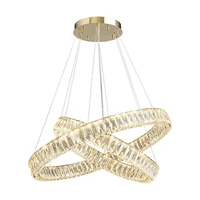 modern glamourous fancy design circle ring gold silver decorative clear crystal chandelier indoor lighting suspension lamp