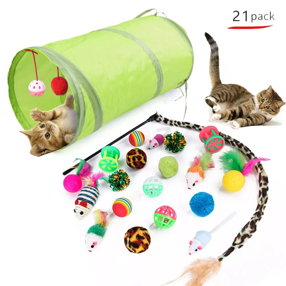 

21Pcs/Set Pets Cat Toys Mouse Shape Balls Shapes Kitten Love Pet Toy Cat Channel Cat Stick Mouse Supplies Pet Supplies