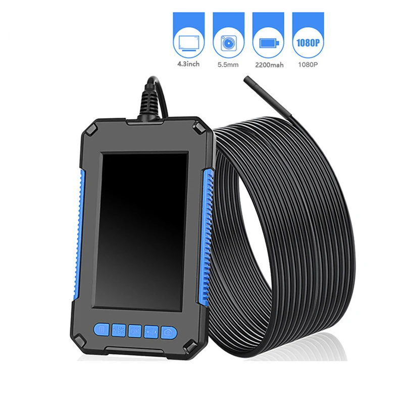 

2600mAh Battery Industrial Endoscope Camera 1080P HD 4.3'' Screen 6 lights5.5mm Snake Camera With Adjustable LED