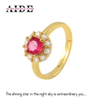 aide s925 silver emerald ruby zircon gemstones finger rings for women wedding gifts adjustable ring anillos mujer jewelry bague