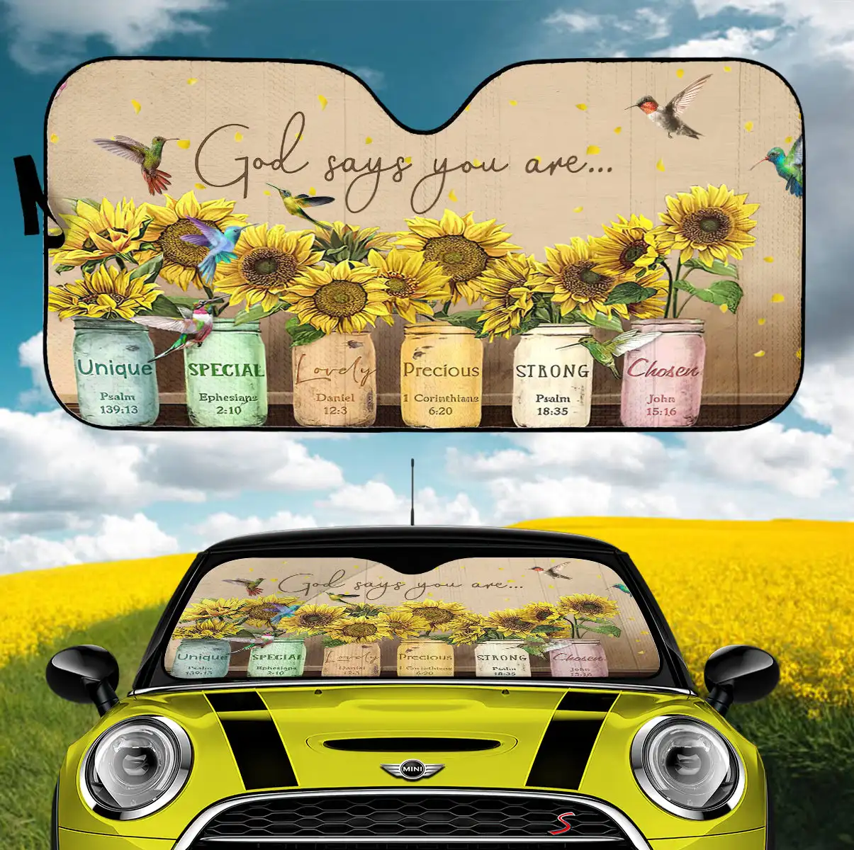 

God Says You Are Sunflower Car Auto Sunshades