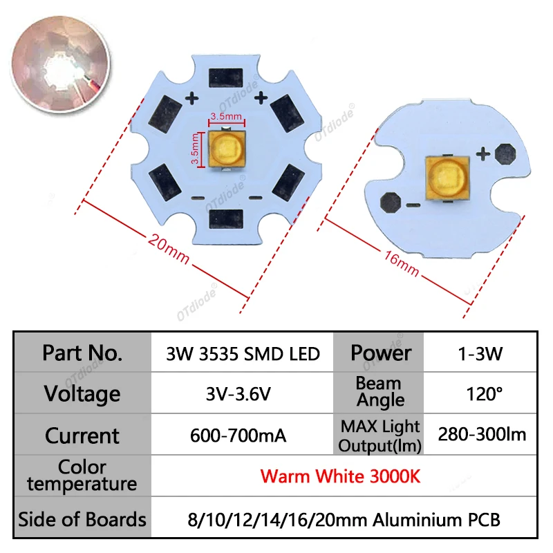 Фото 10 шт. светодиодные чипы высокой мощности 3 Вт 3535 SMD Холодный белый 6500 К Нейтральный белый 4500 К Теплый белый 3000 К XPE Фонарик Точечная часть Лампа DIY №4