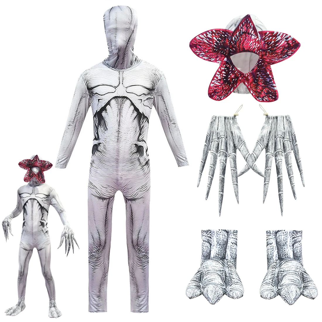 Halloween Costume Stranger Things Man-eater Flower Scary Fortress Cosplay Demogorgon Kids Carnival Party Creepy Clothes Mask