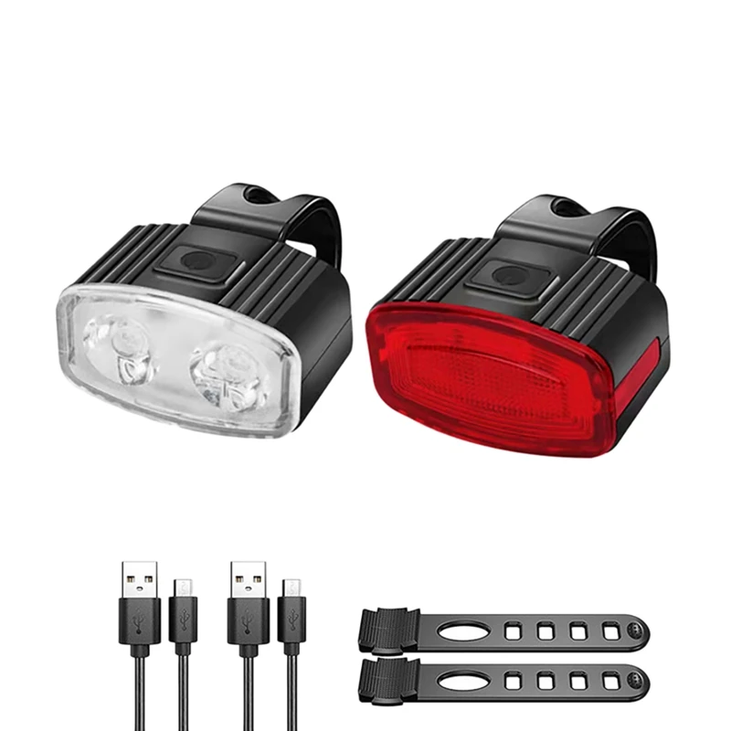 

HOT Bike Front Rear Light USB Rearchargeable LED Bicycle Lights Set MTB Headlight Taillight Cycling Flashlight
