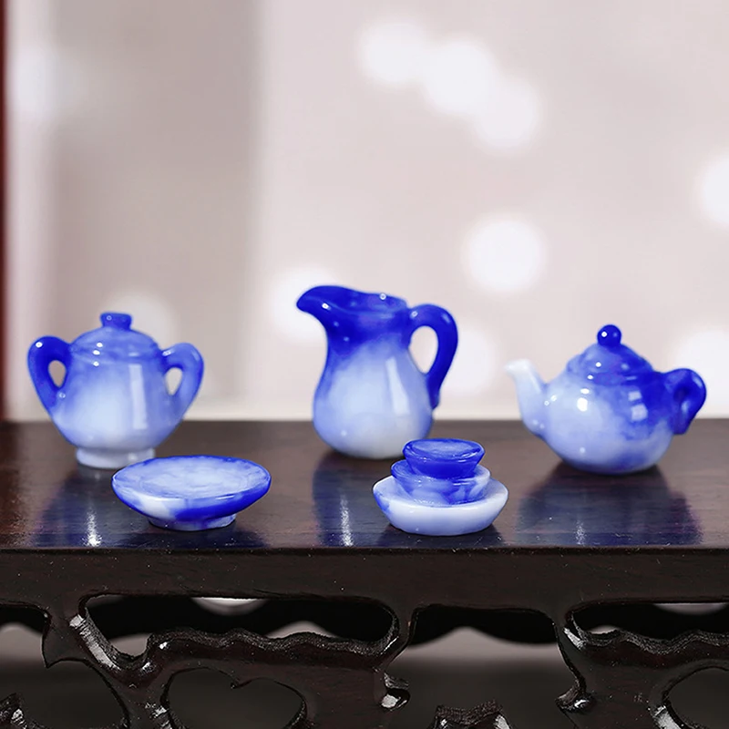 10 шт. 1/12 масштаб кукольный домик миниатюрная имитация синего и белого фарфора