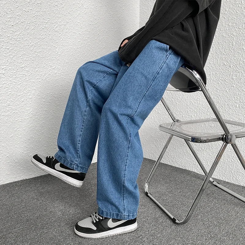 Blue Black Baggy Jeans Men Fashion Casual Straight Jeans Men Streetwear Hip-hop Loose Denim Pants Mens Trousers Large Size S-5XL