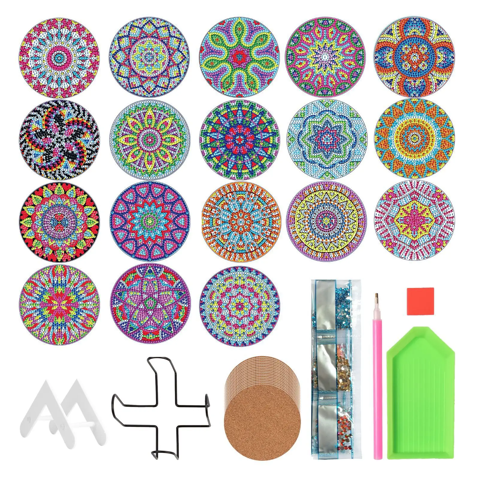 

18Pcs/set New DIY Diamond Painting Coaster Mandala Drink Cup Cushion Non-slip Table Placemat Insulation Pad Kitchen Accessories
