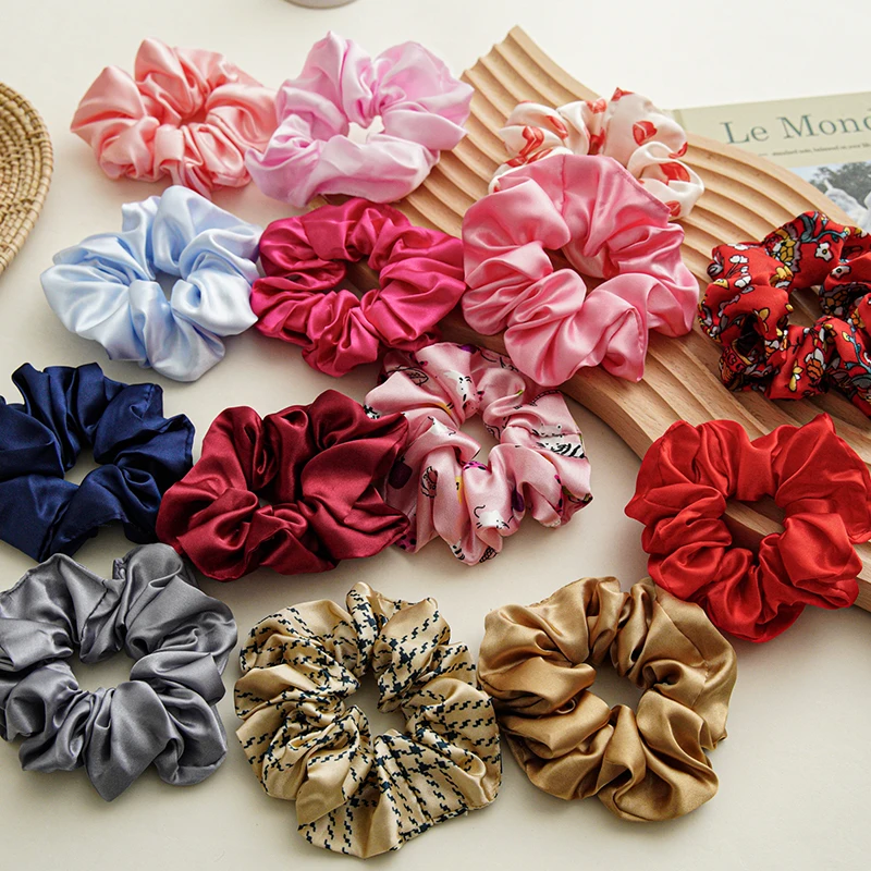 

Women Silk Scrunchie Elastic Multicolor Hair Band Ponytail Holder Headband Hair Accessories 1PC Satin Silk Solid Color Hair Ties