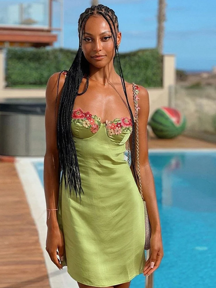 

Женское Повседневное платье на бретельках, привлекательное облегающее пляжное мини-платье без рукавов, с открытой спиной и цветочным принтом, весна 2023