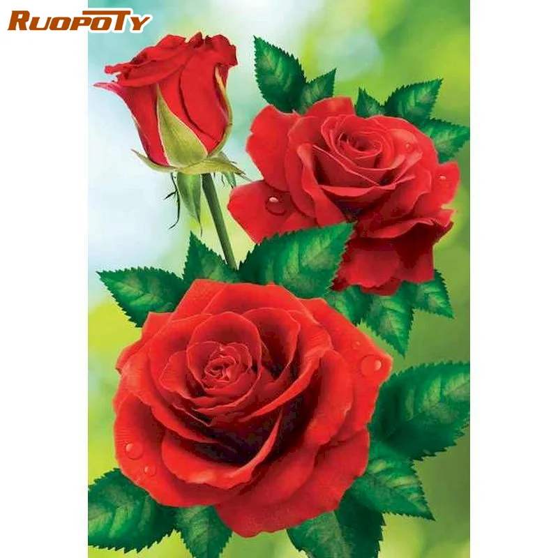 

Красная роза RUOPOTY, Раскраска по номерам, фотокартина ручной работы, Раскраска по номерам «сделай сам», для взрослых, ремесла, домашний декор