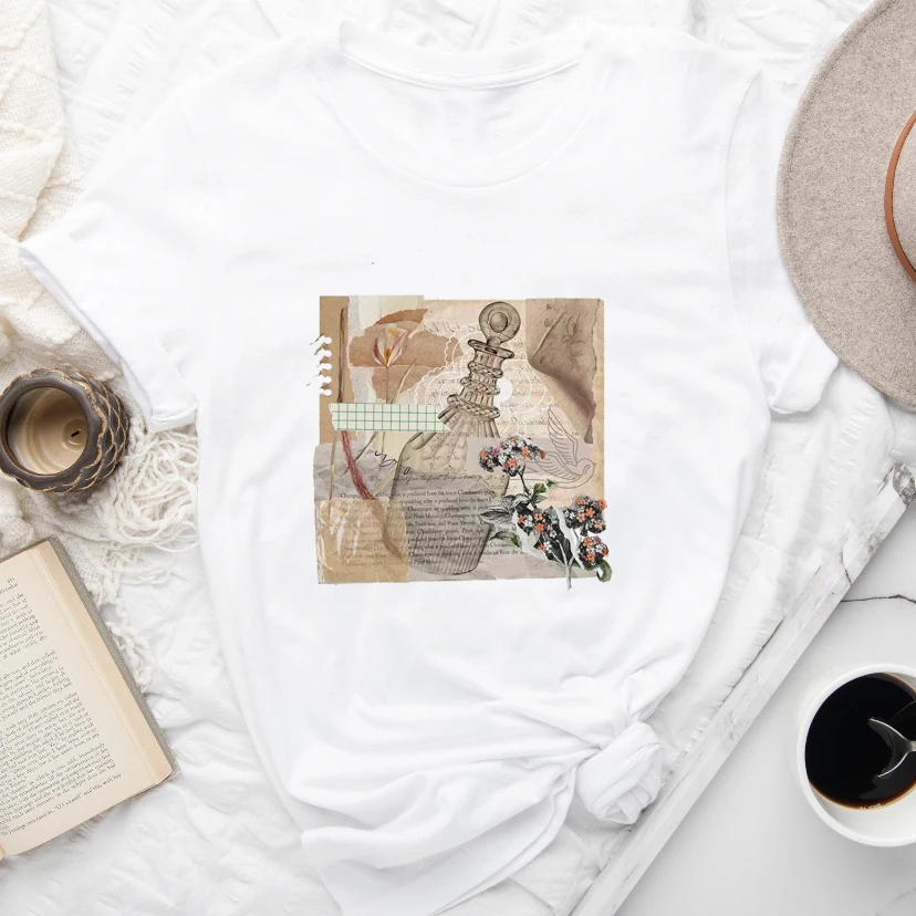 

Футболка женская с принтом и коротким рукавом, милая повседневная одежда с цветочным принтом бабочки, модный топ на лето