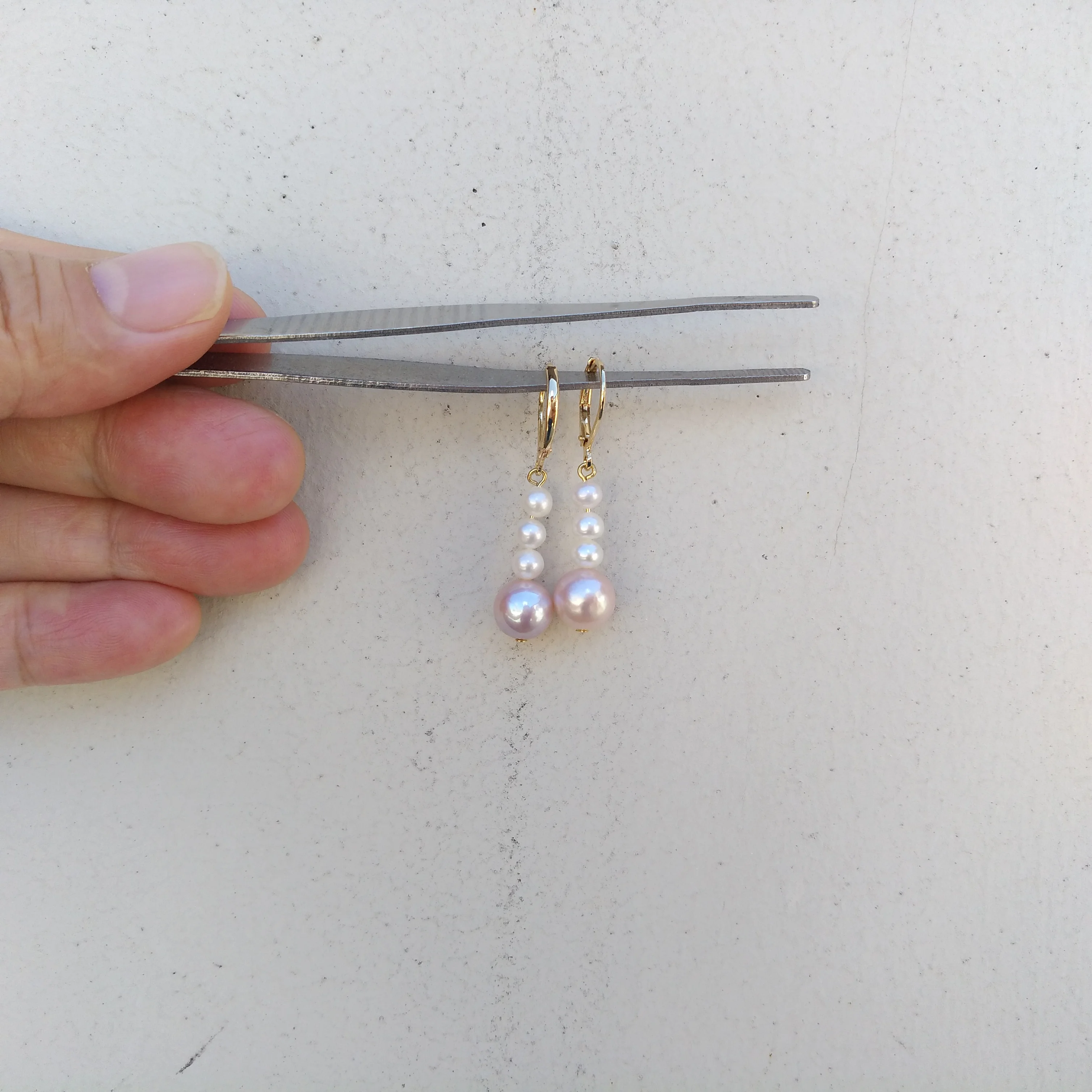 Великолепные серьги AAA + South Sea 4-7 мм плоские белые фиолетовые жемчужные 14k золото P