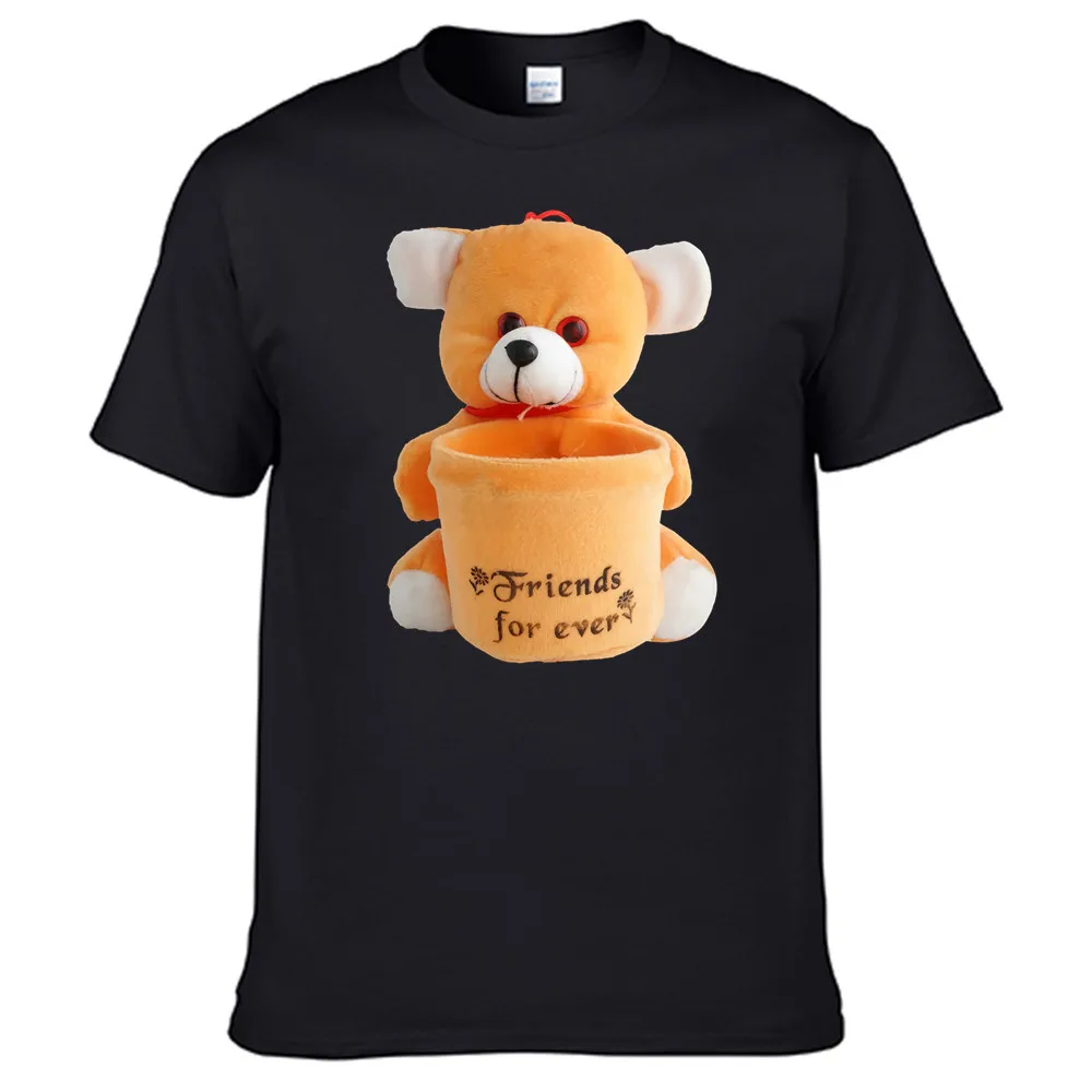 

Cute Teddy Bear Holding A Basket T Shirt For Men Limitied Edition Unisex Brand T-shirt Cotton Amazing Short Sleeve Tops