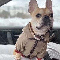 winter pet leather dog clothes retro motorcycle zipper color matching big dogs jacket labrador golden retriever pet dog costume