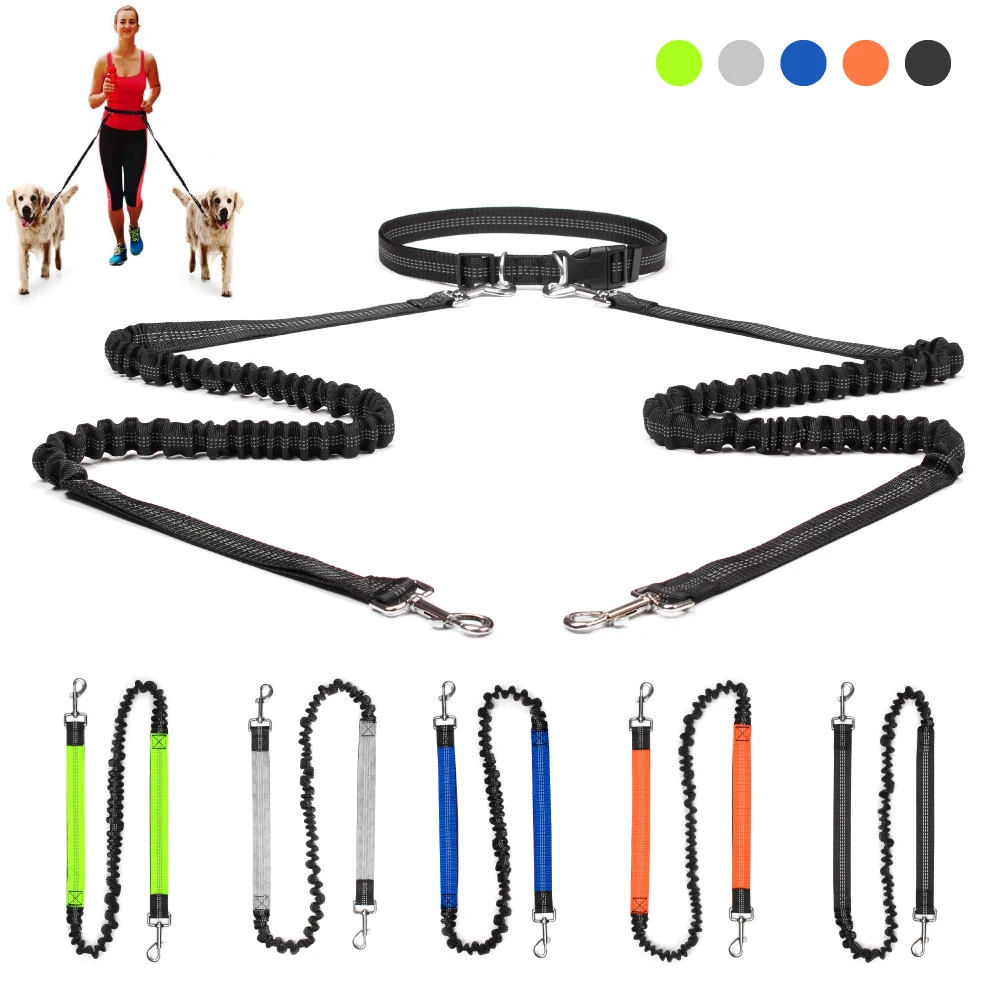 

Jogging Dog Training Waist Hiking Dogs Large Free Pet Bungee Leash For For Supplies Retractable Running Walking 2 Hands Leashes