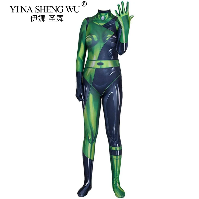 

Adults Kids Super Villain Shego Cosplay Costumes Girls Lady Female Woman Zentai Catsuit Spicy Girls Bodysuit Halloween Jumpsuit