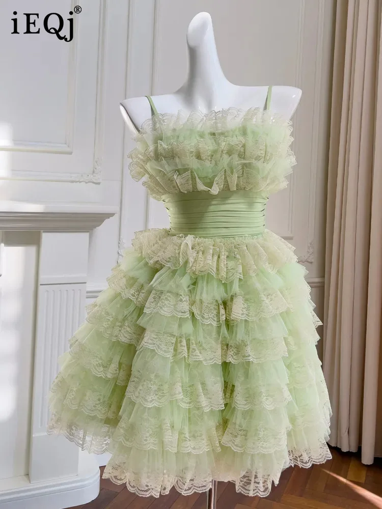 [IEQJ] Женские сетчатые короткие платья с бантом элегантное платье без рукавов