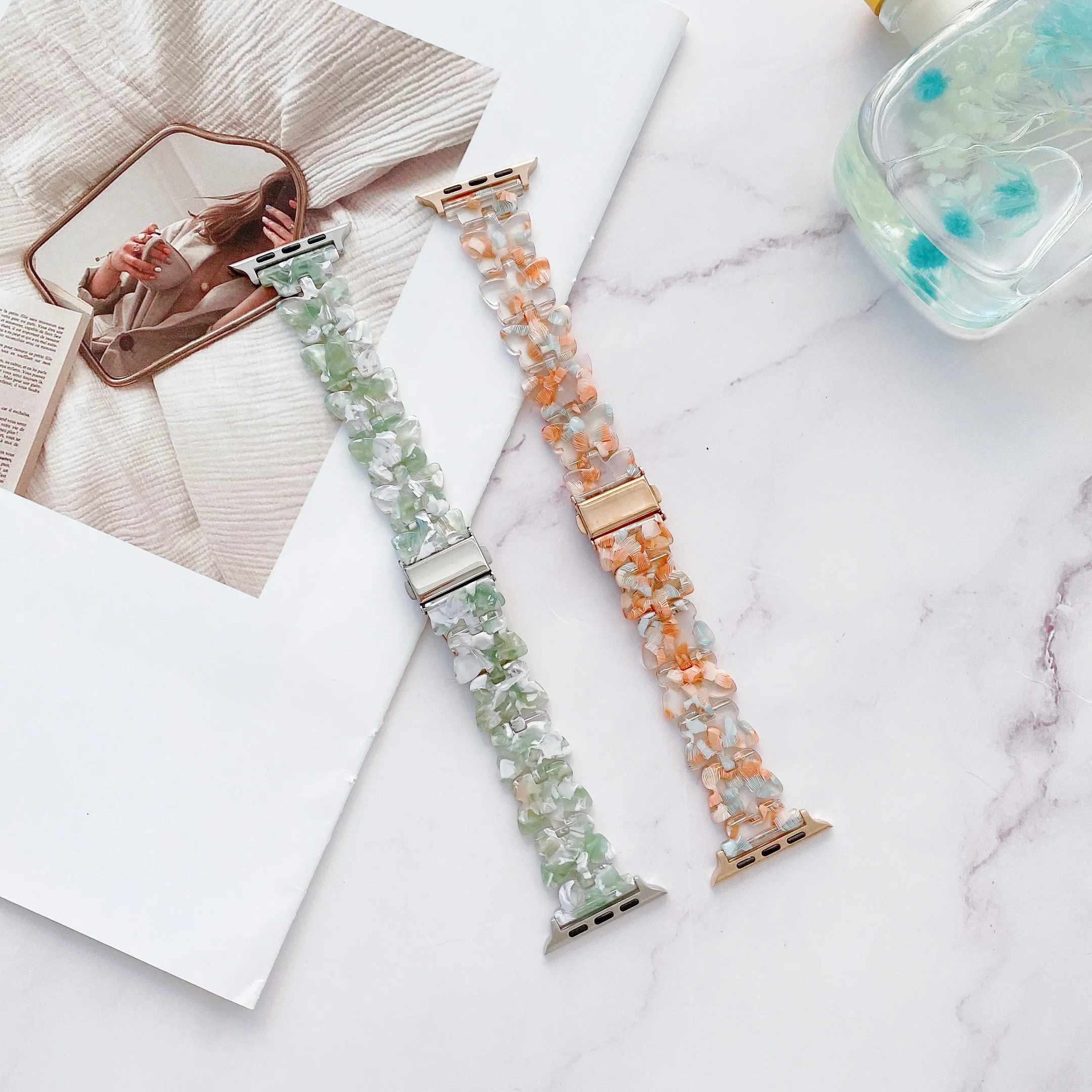 Sweet Resin Strap for Apple Watch band bracelet chain for iwatch87654321SE women fashion butterfly band for Iwatch Ultra wrist