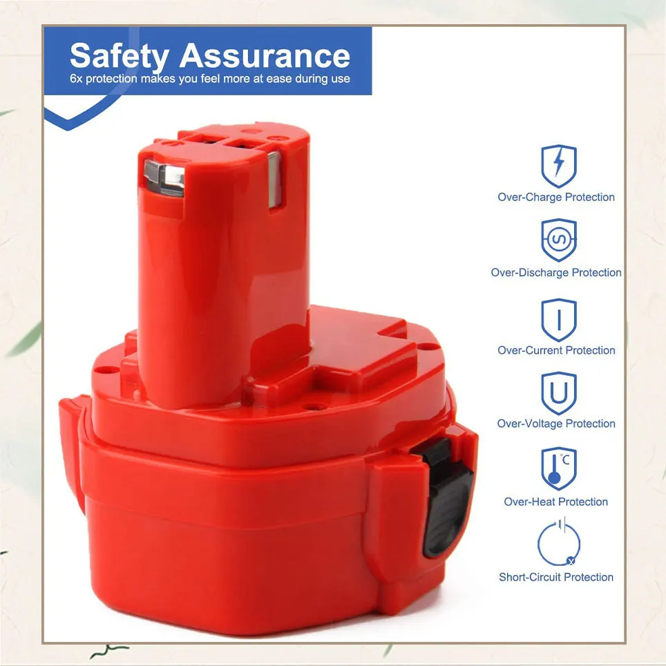 

2022 12800mAh Ni-MH Replacement Battery Compatible with Makita 14.4V Battery 1051d 1051dwa 6339DWFE 6381D Cordless Power Tools