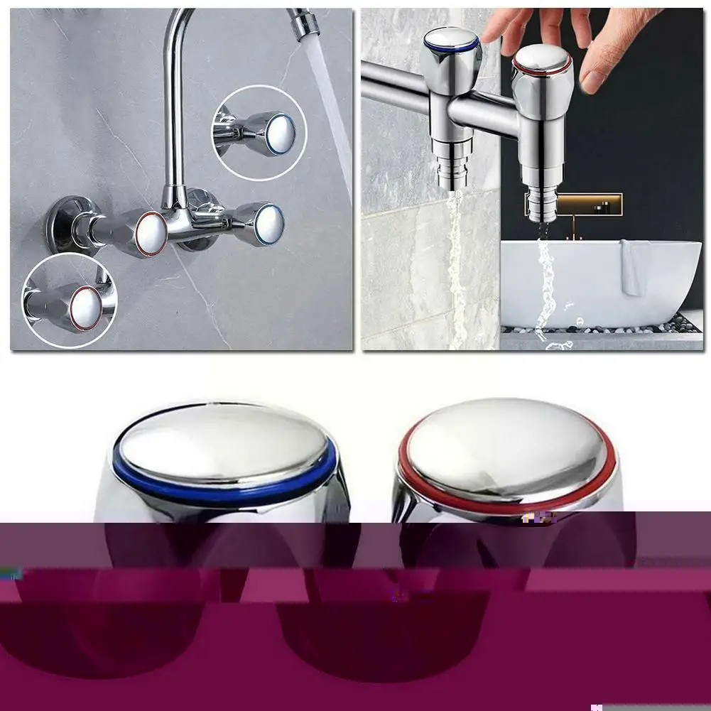 

Hot Cold Tap Top Faucet Covers Plated Parts Replacement Bathroom Kitchen Faucet Handle Set Z4g4
