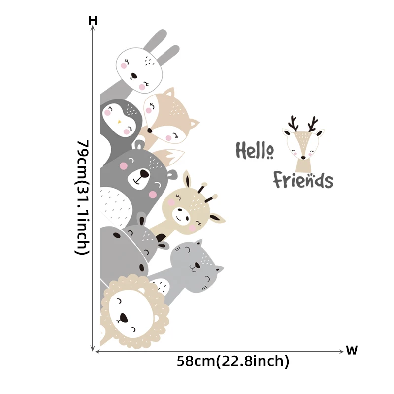 

Настенные наклейки BRUP Лев Медведь Бегемот