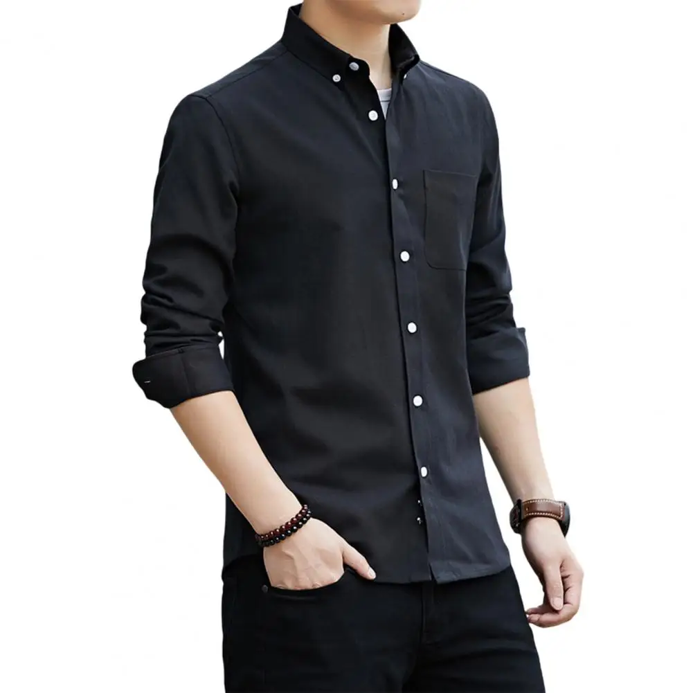 

Chic Autumn Shirt Wash-and-wear Anti-iron Autumn Shirt Button Slim Fit Spring Shirt for Daily Wear