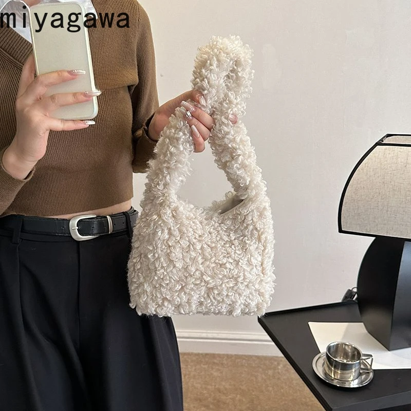 Милая плюшевая сумка Миягава в Корейском стиле Instagram из овечьей шерсти Новинка 2024