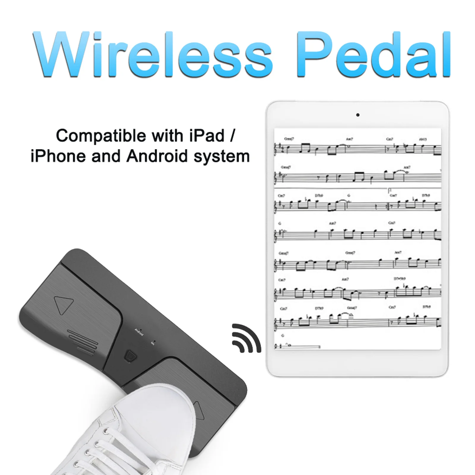 

Wireless Page Turner Pedal Bluetooth-Compatible Pedal Score Turner Viewer 2 LED Light Modes for Electronic Music Scores E-books