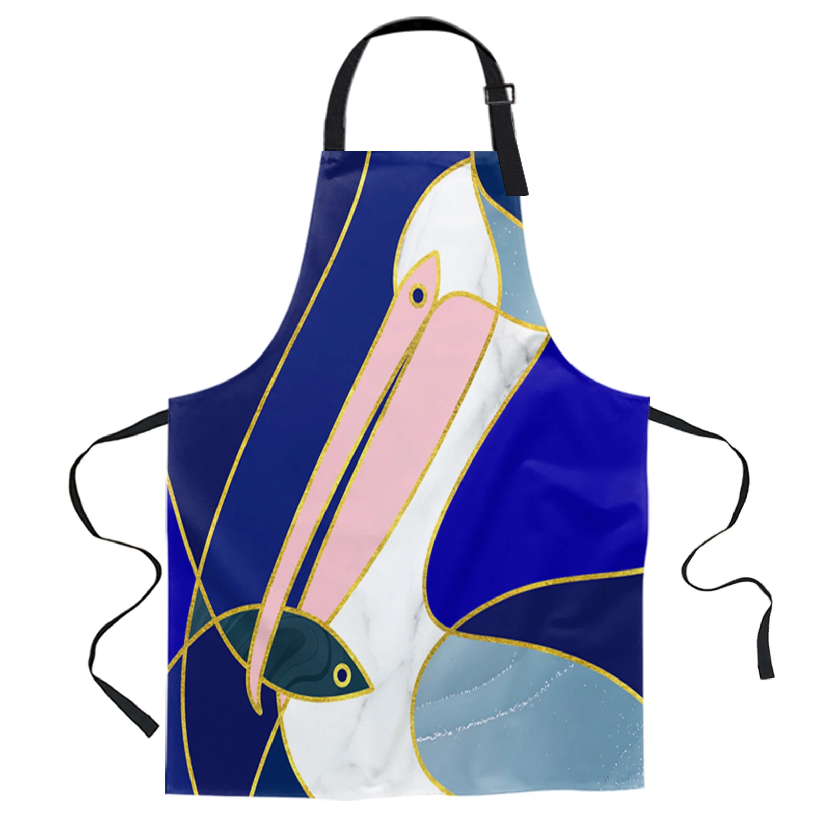 

Фартук Кухонный с абстрактным мрамором и геометрическим рисунком птицы