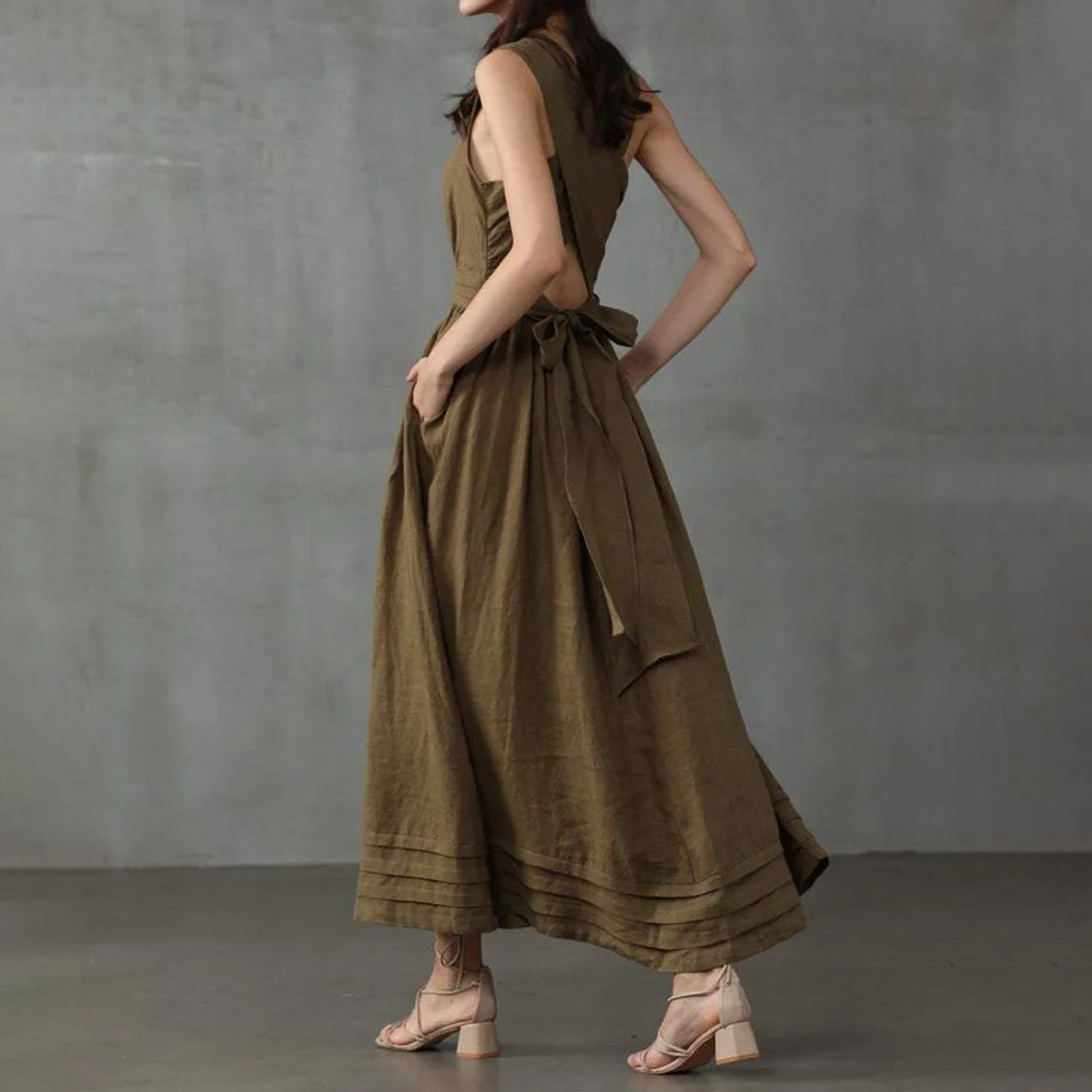 

Streetwear Formal Dresses Women Dresses 2023 Summer Fashion Solid O-neck Strap Big Swing Elegant Party Dress for Women Clothing