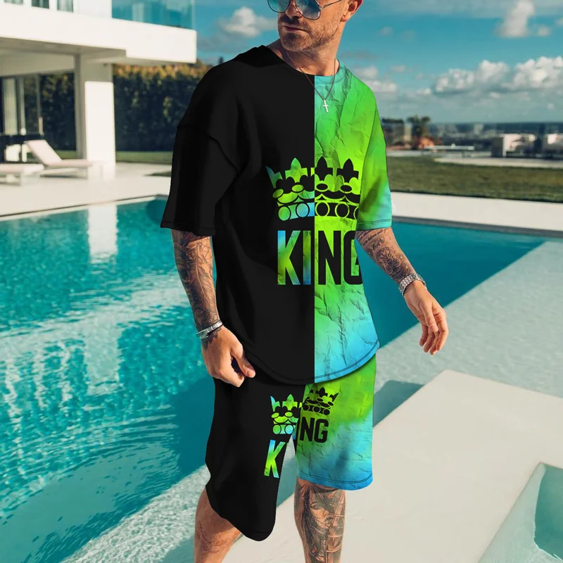 

Men's Summer Casual T-shirt Set 3D Printing Fashion Hip-Hop O-neck Shirt Beach Shorts Joint Fashion Fashionable Man Clothes